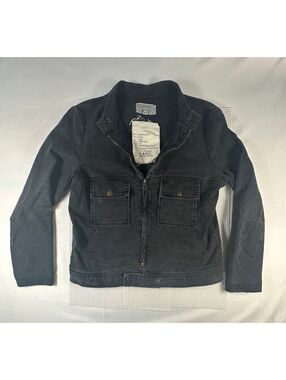 Current Elliott Moto Jacket Black Denim Motorcycle Full Zip Women Sz2 (173)